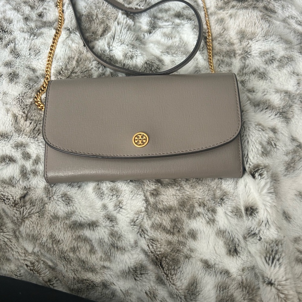 Tory Burch Gray and Gold Crossbody Bag